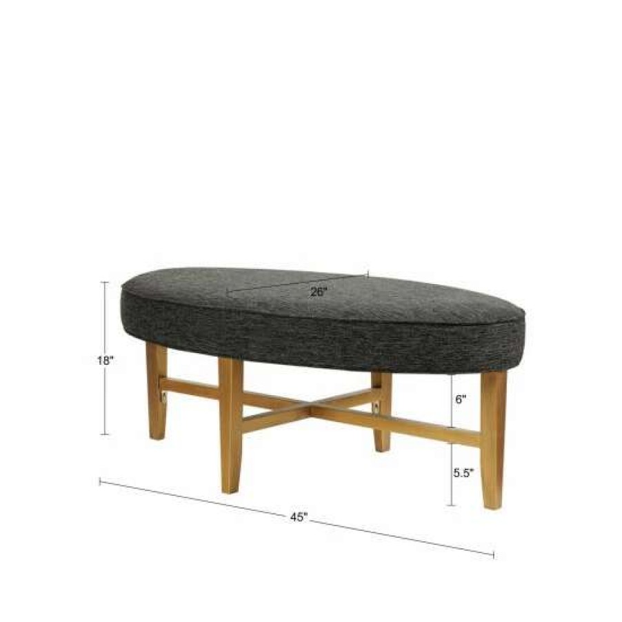 Wholesale Brand New Madison Park Alina Dark Grey Oval Cocktail Ottoman