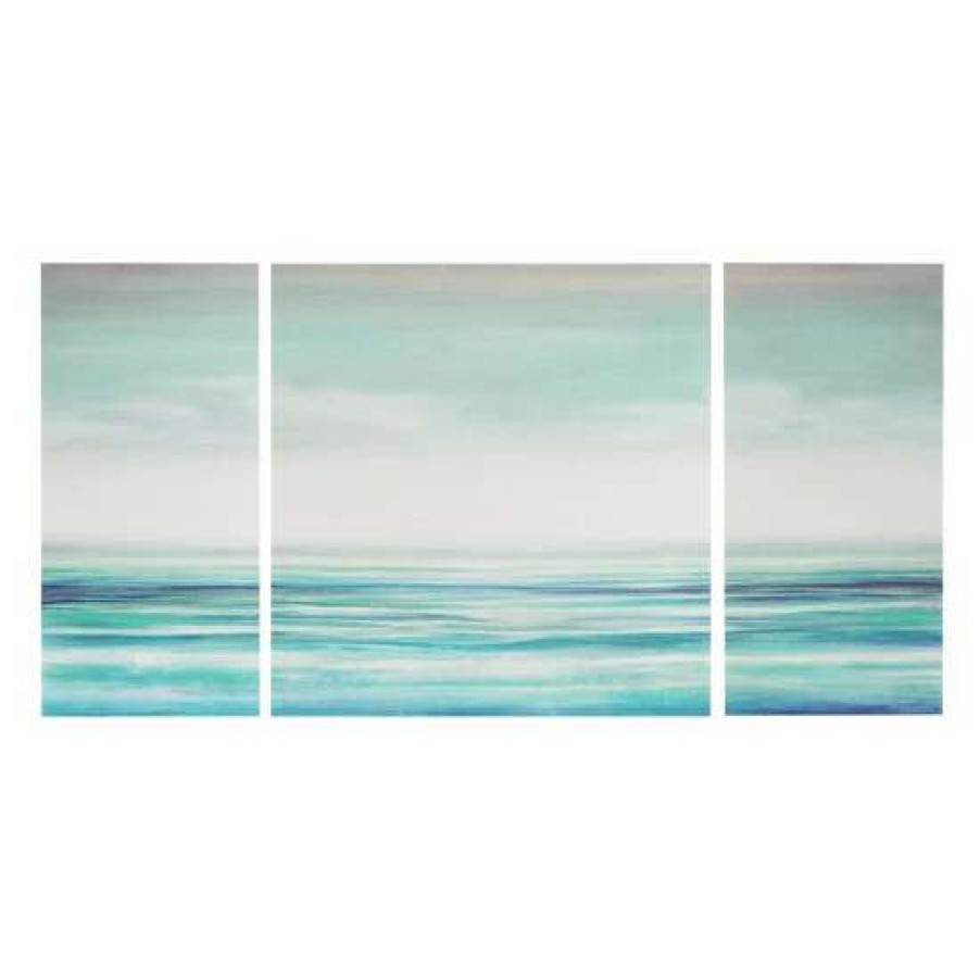 Best Budget Madison Park Teal Tides Blue Coastal Gel Coat Canvas 3 Pieces Set With Mdf Stretcher Bar