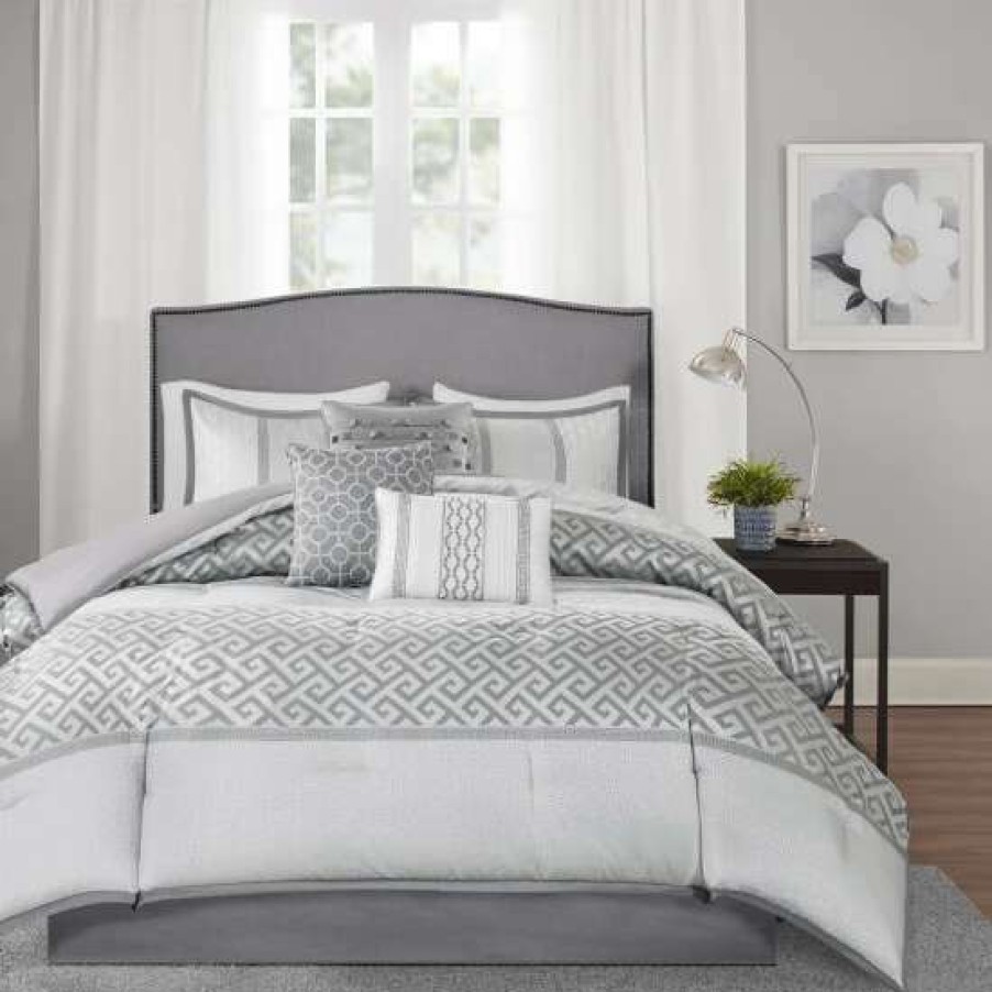 Clearance Outlet Madison Park Christian 7-Piece Geometric Jacquard Comforter Set