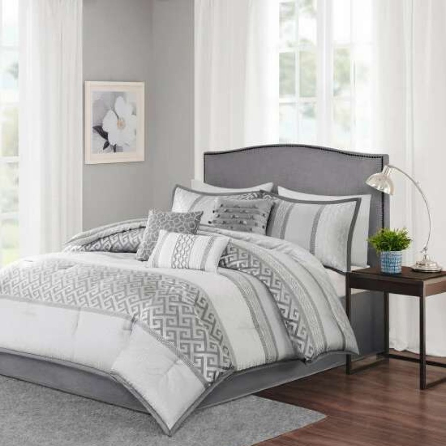 Clearance Outlet Madison Park Christian 7-Piece Geometric Jacquard Comforter Set