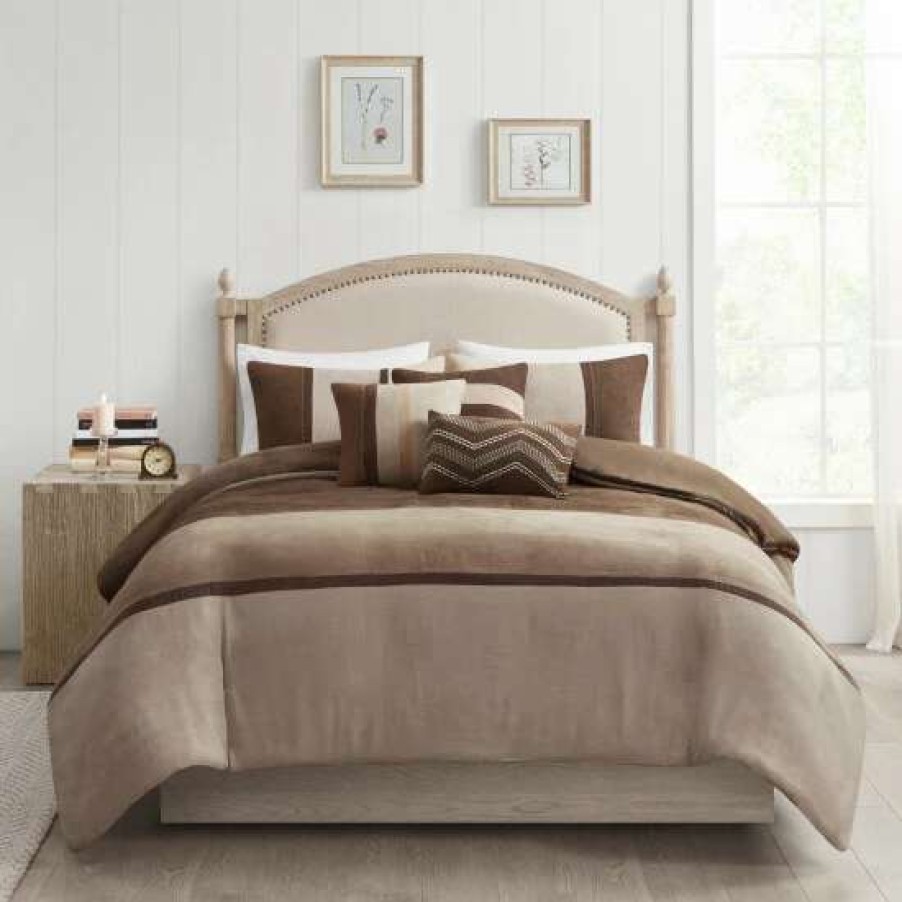 New Discount Madison Park Hanover 6 Piece Faux Suede Duvet Set