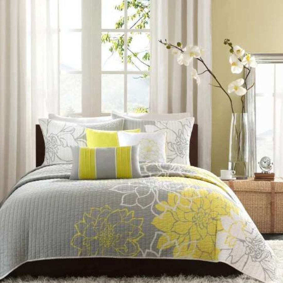 New Best Sale Madison Park Brianna 6 Piece Reversible Cotton Printed Coverlet Set