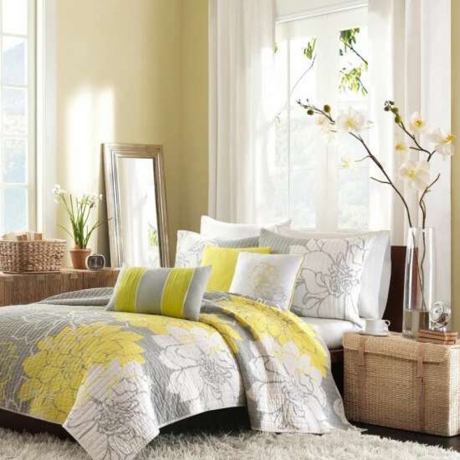 New Best Sale Madison Park Brianna 6 Piece Reversible Cotton Printed Coverlet Set