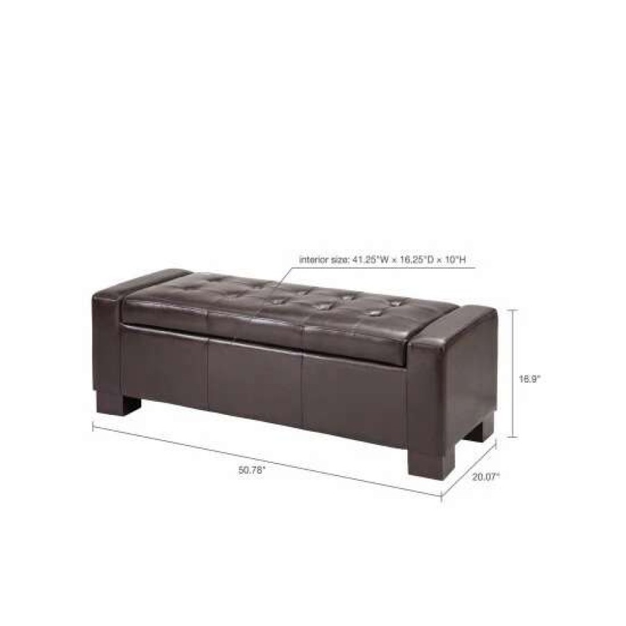 Wholesale Discount Madison Park Mirage Bench Storage Ottoman With Tufted Top Brown