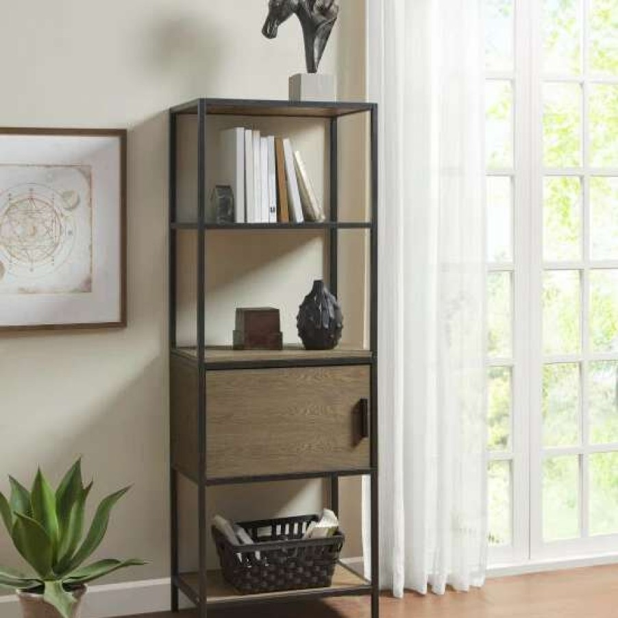 Wholesale Hot Sale Madison Park Pagosa Grey 3-Shelf Bookcase With Storage Cabinet