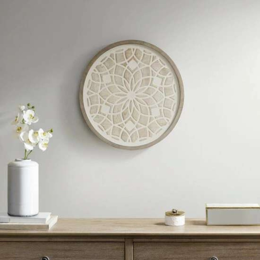 Wholesale Best Deal Madison Park Leah Natural/ White Medallion Wood Wall Decor