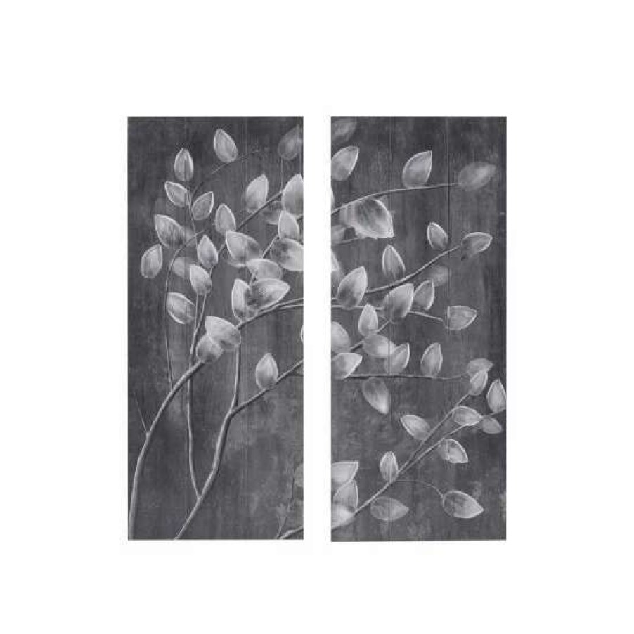 New Buy Madison Park Grey Branches Reclaimed Grey Print On Wood With 50-Percent Handpaint 2 Piece Set