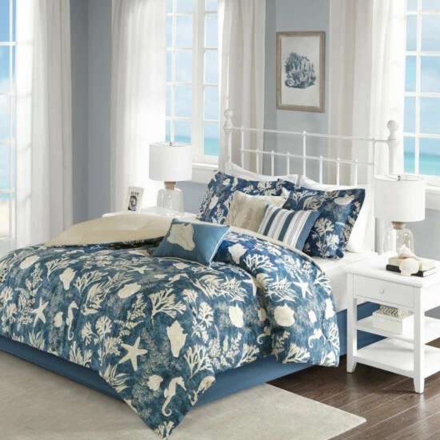 Wholesale Budget Madison Park Chatham Blue 7-Piece Cotton Sateen Comforter Set