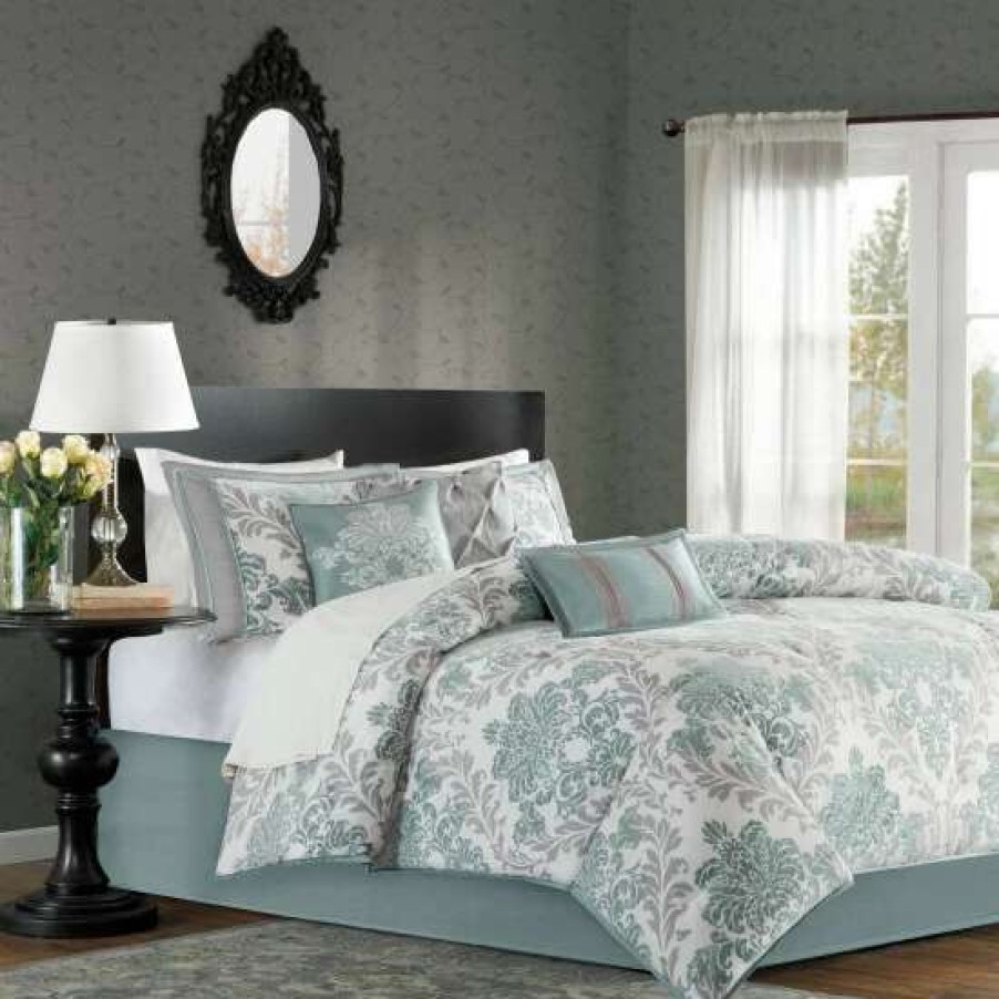 Hot Coupon Madison Park Larissa Aqua Printed 7 Piece Comforter Set