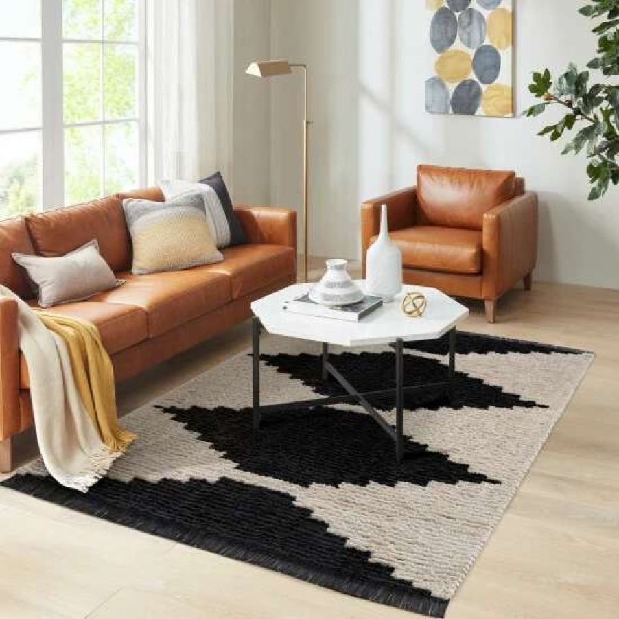 Online Cheapest Madison Park Renae Black And Ivory Modern Area Rug