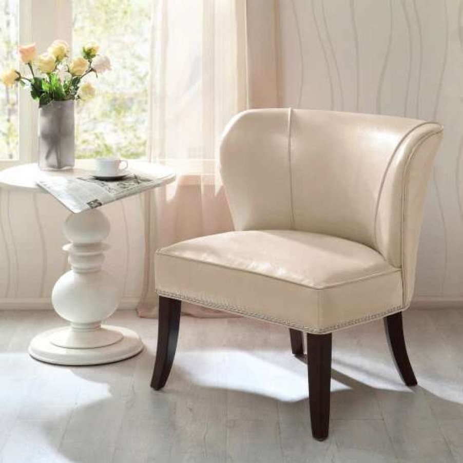 Clearance Promo Madison Park Sheldon Concave Back Armless Chair Ivory