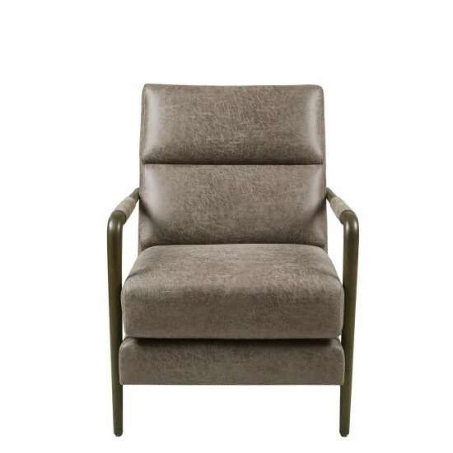 New Coupon Madison Park Bennett Faux Leather Channel Accent Armchair