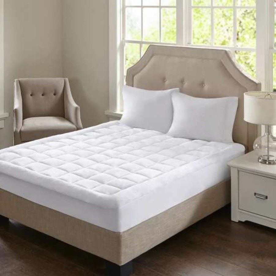 Best Promo Madison Park Heavenly Soft Overfilled Plush Down Alt. Waterproof Mattress Pad White