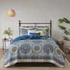 Best New Madison Park Moraga Blue Boho Coverlet Set