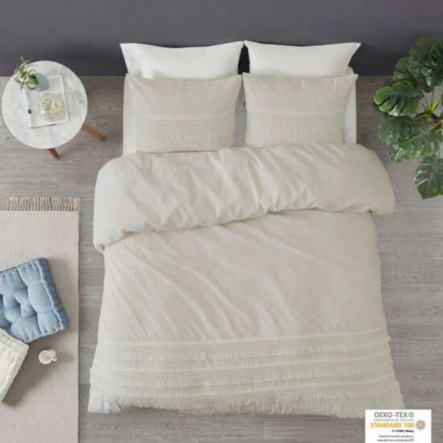 Clearance Top 10 Madison Park Joelie Cotton Seersucker Duvet Cover Set Ivory