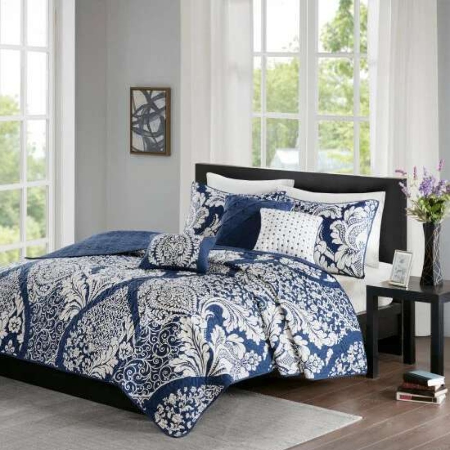 Best Cheap Madison Park Marcella 6 Piece Reversible Coverlet Set