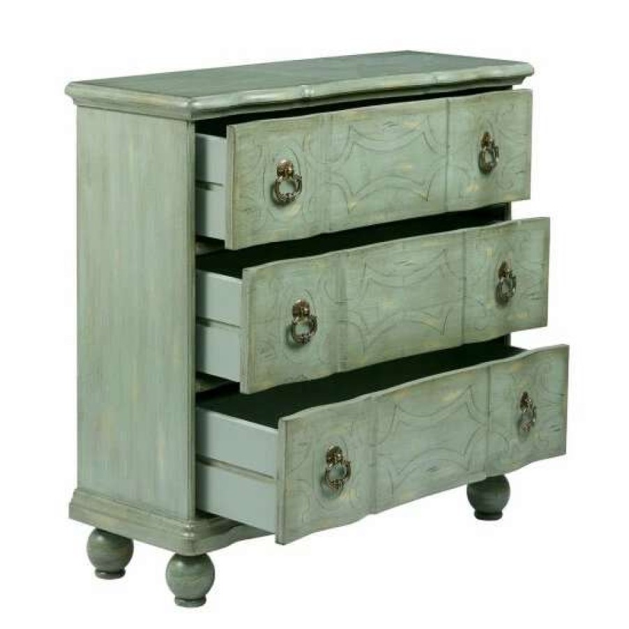 Wholesale New Madison Park Scripta Green Bun Foot 3-Drawer Chest