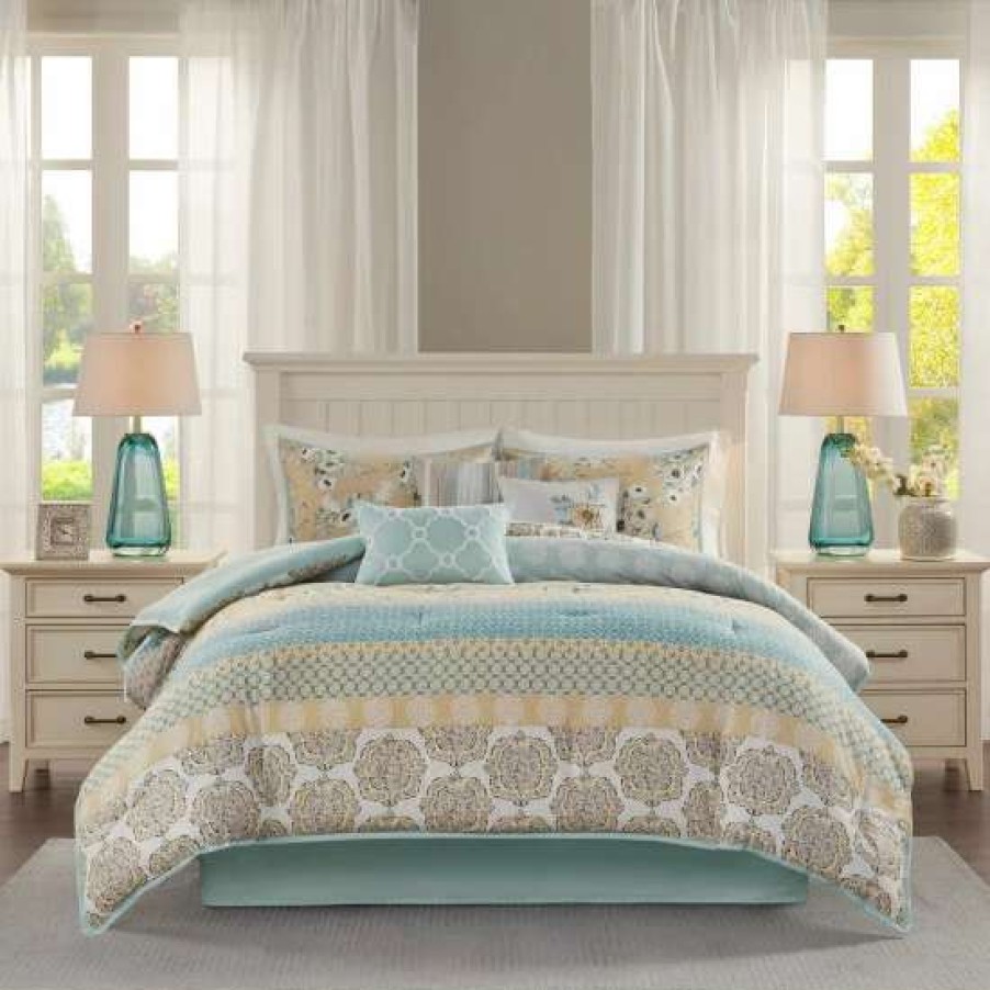 Online Cheapest Madison Park Felicity 7 Piece Cotton Printed Comforter Set