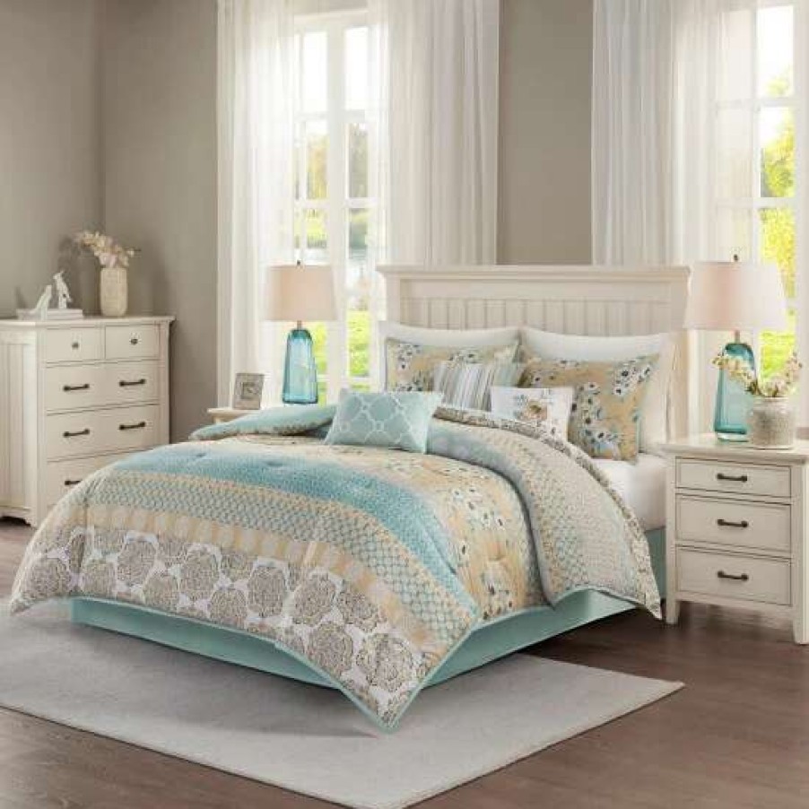 Online Cheapest Madison Park Felicity 7 Piece Cotton Printed Comforter Set