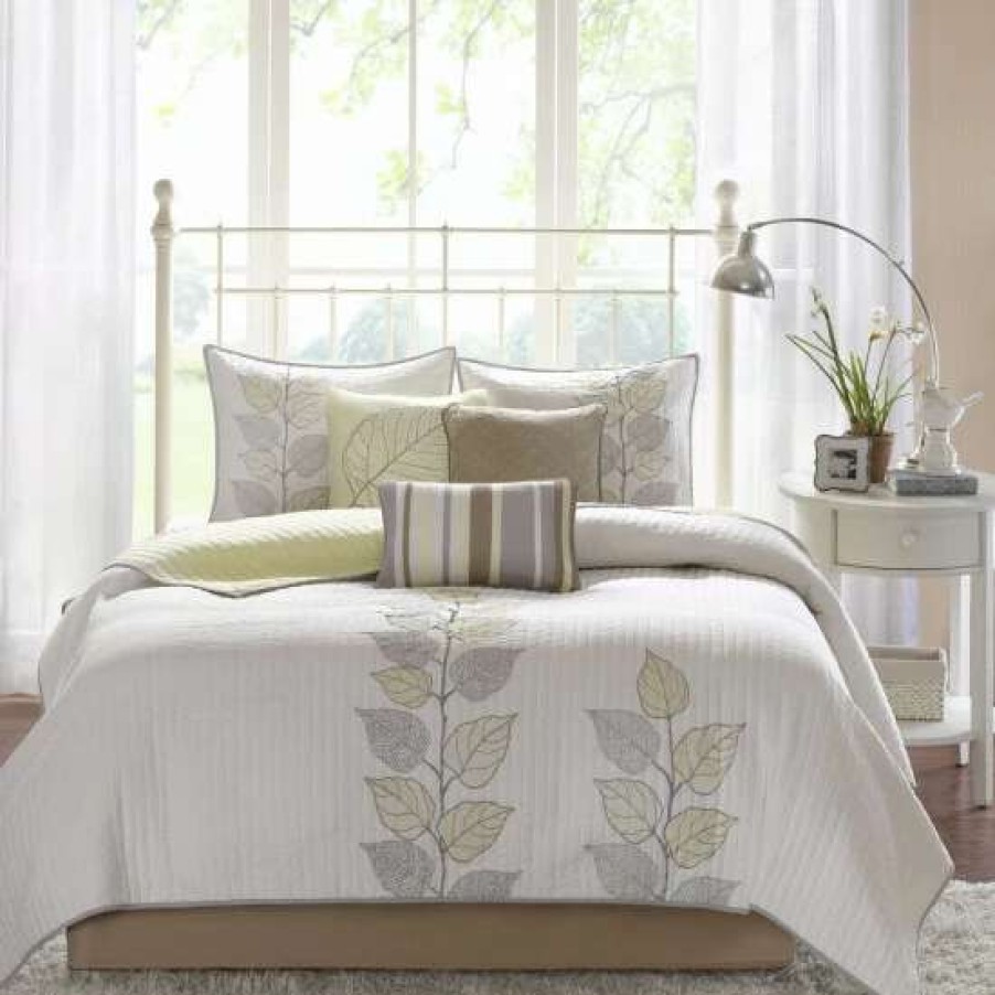 Wholesale Hot Sale Madison Park Jocelyn Yellow Channel Quilted Coverlet Set