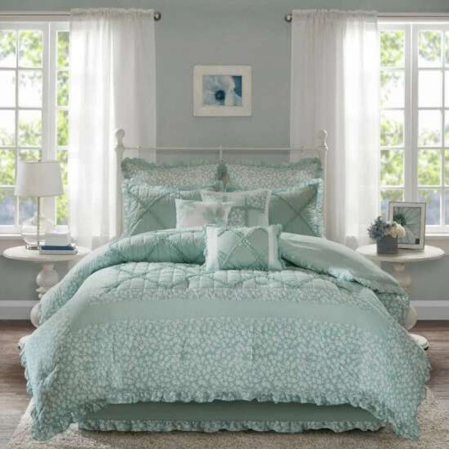 Hot Best Deal Madison Park Heidi Quilted Cotton Comforter Set Seafoam