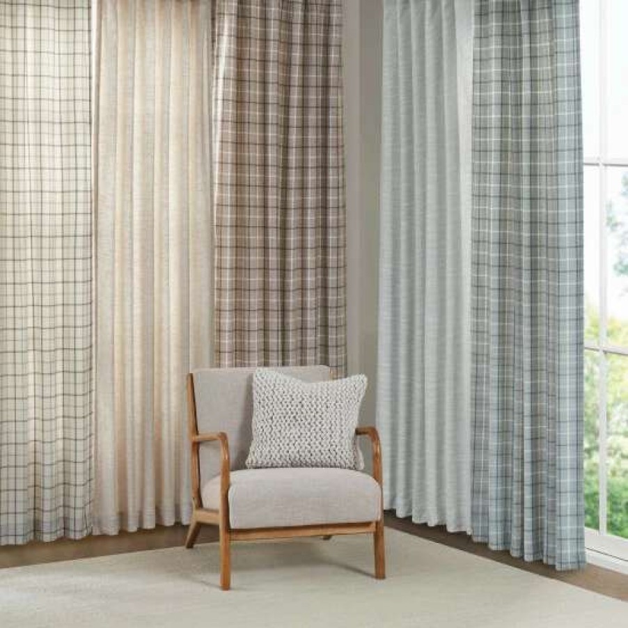 Clearance Top 10 Madison Park Salford Plaid Rod Pocket And Back Tab Single Curtain Panel With Fleece Lining Brown