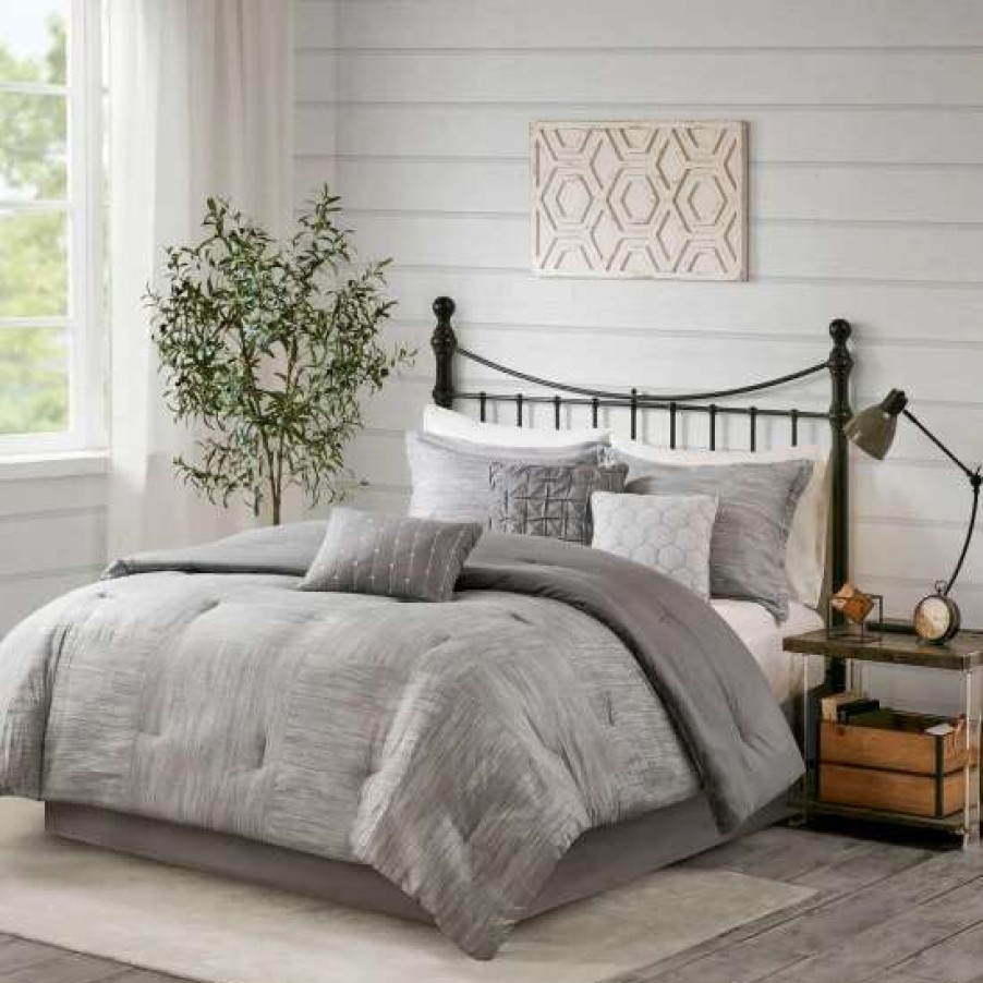 Online Budget Madison Park Clayton 7 Piece Printed Seersucker Comforter Set