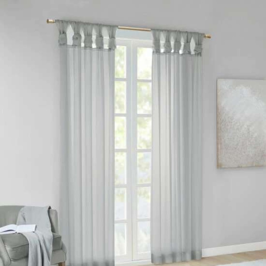 Clearance Discount Madison Park Elowen Twisted Tab Voile Sheer Window Pair