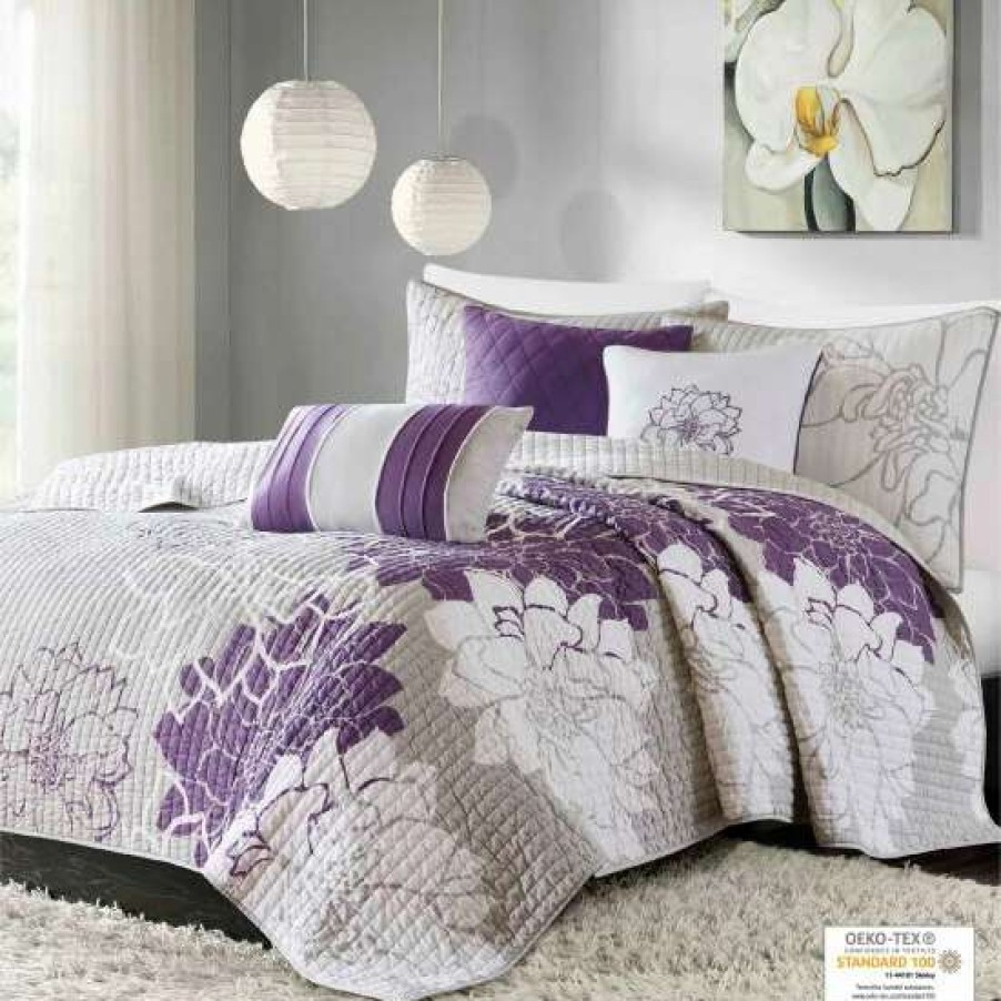 New Outlet Madison Park Bridgette Purple 6-Piece Coverlet Set