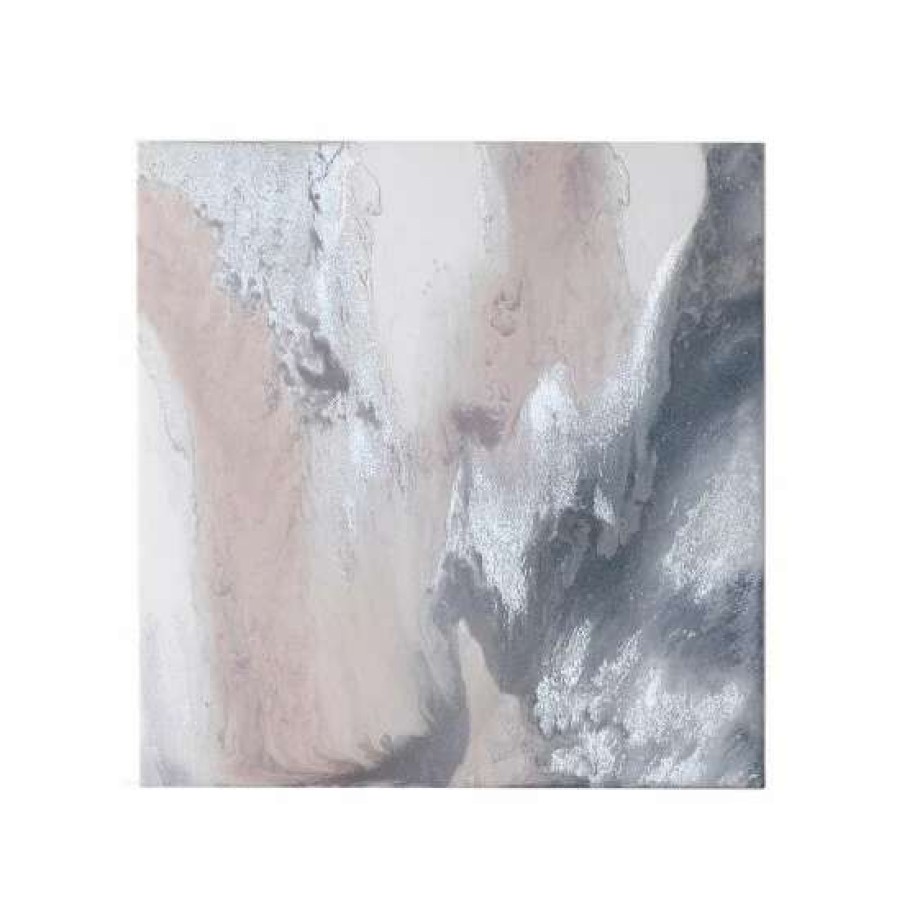 Hot Budget Madison Park Bliss Blush Abstract Gel Coat Canvas With Silver Foil Embellishment