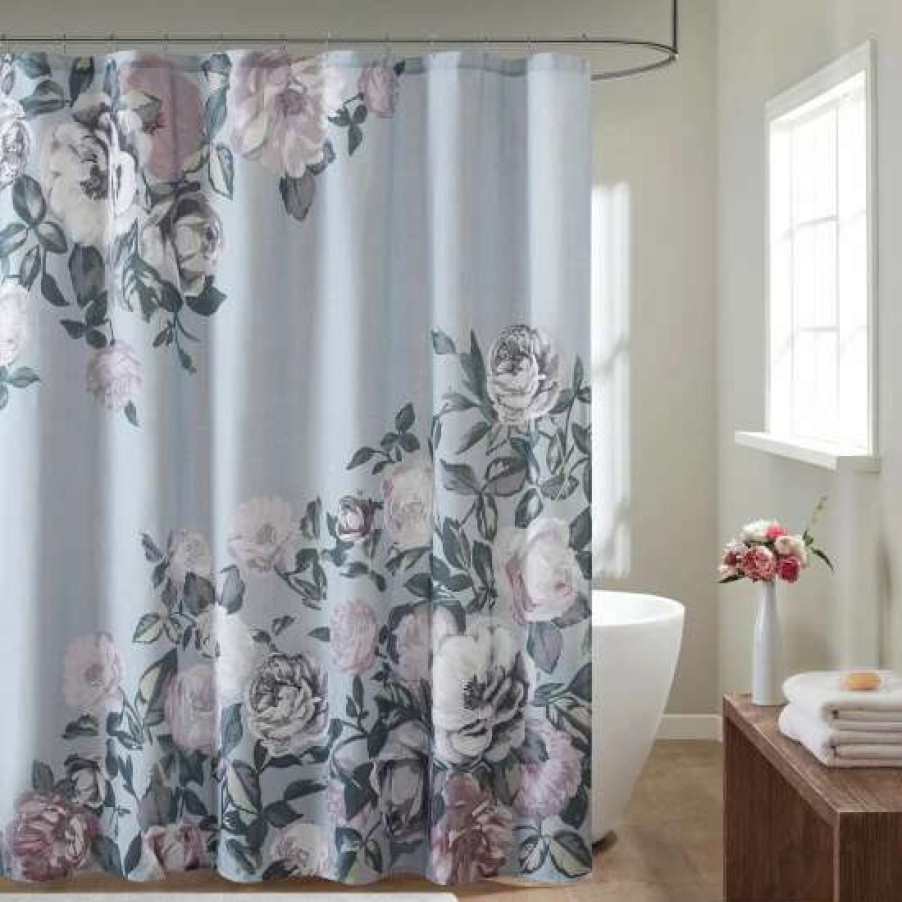 Hot Cheap Madison Park Charlaine Cotton Floral Printed Shower Curtain