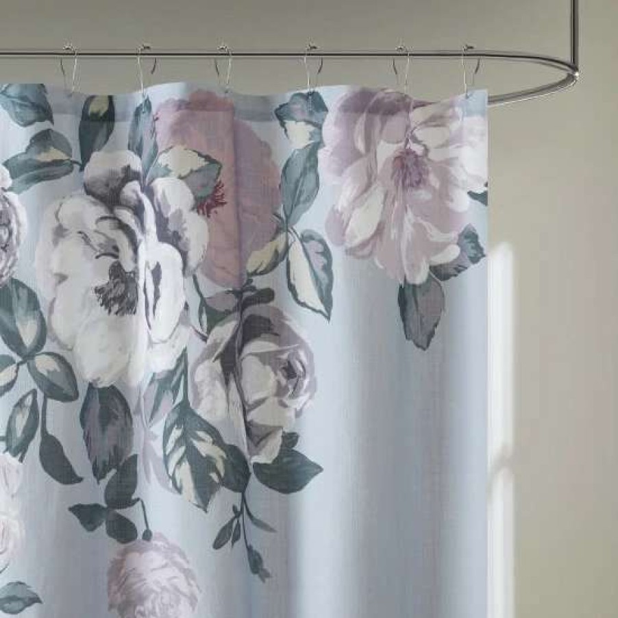 Hot Cheap Madison Park Charlaine Cotton Floral Printed Shower Curtain