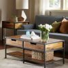 New Deals Madison Park Ryker Natural Wood And Gunmetal Frame Coffee Table