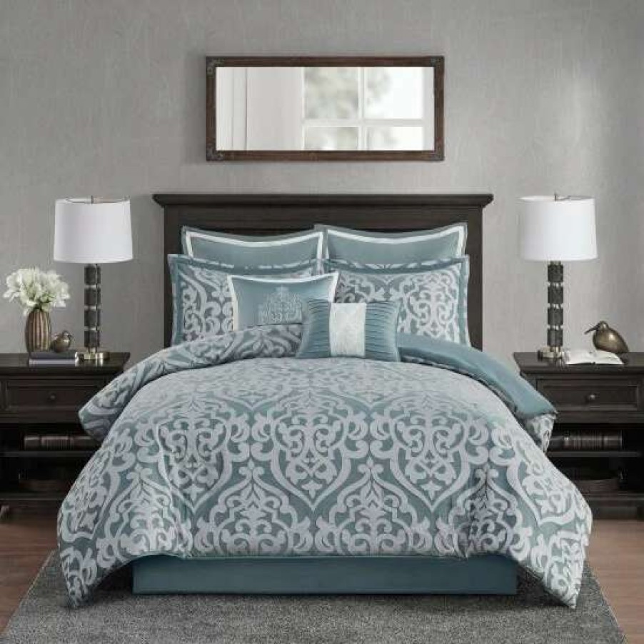 Hot Promo Madison Park Dillon 8 Piece Jacquard Comforter Set