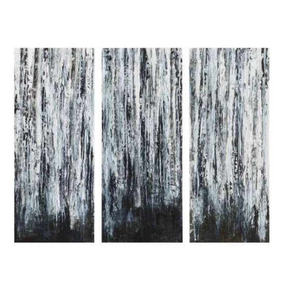 Hot Promo Madison Park Hutton 'Birch Forest' 3-Piece Printed Canvas With Gel Coat Black