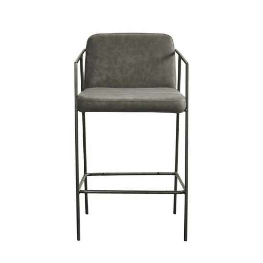 Clearance Wholesale Madison Park Dunas Brown Faux Leather Counter Stool With Metal Frame