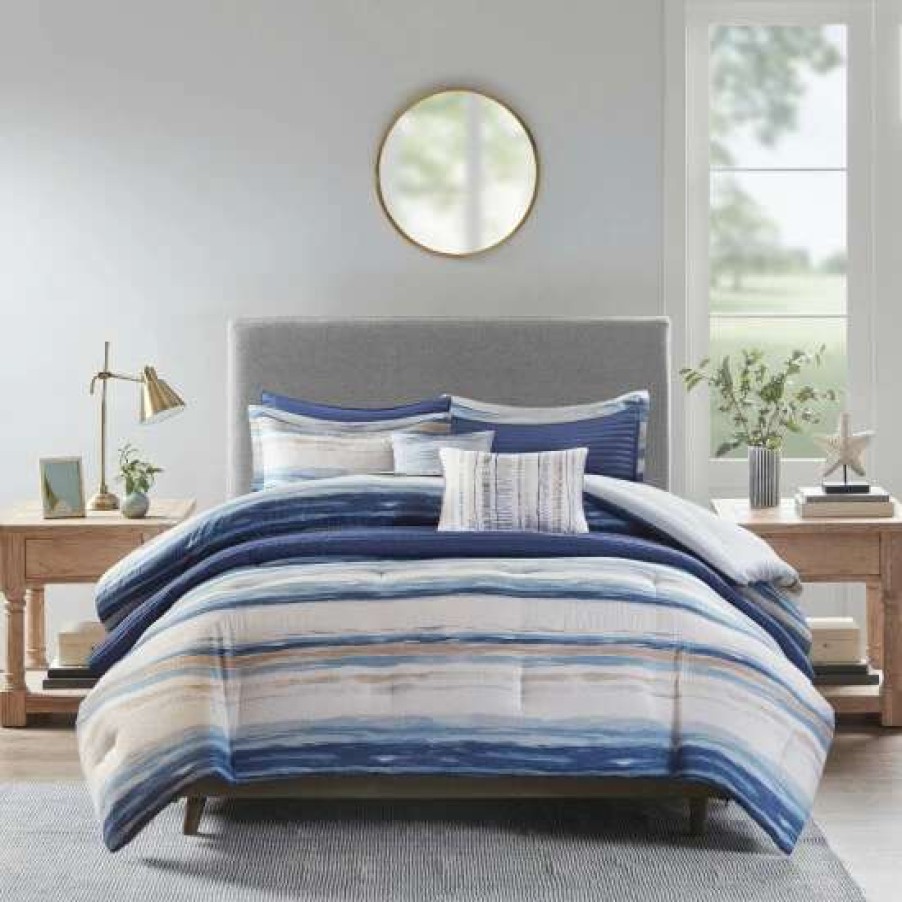 New Top 10 Madison Park Anchorage 8 Piece Printed Seersucker Comforter And Coverlet Set Collection