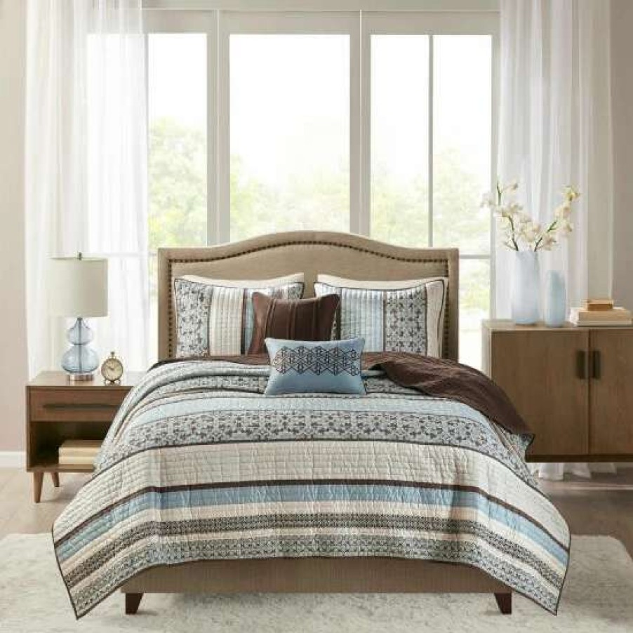 Best Top 10 Madison Park Harvard Blue 5-Piece Coverlet Set