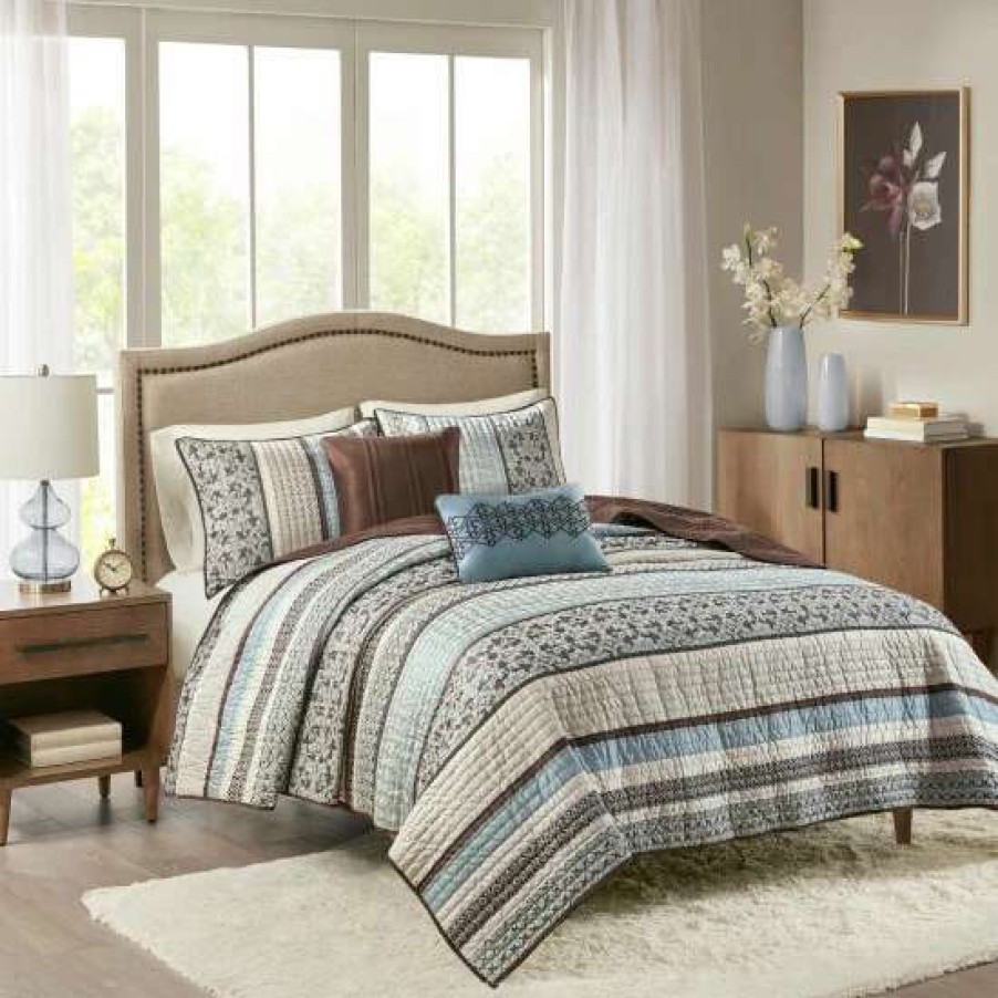 Best Top 10 Madison Park Harvard Blue 5-Piece Coverlet Set