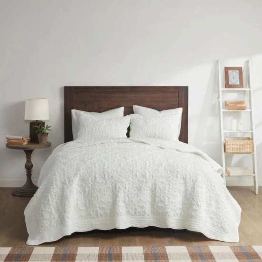 Wholesale Buy Madison Park Elsa Ivory Embroidered Faux Fur Coverlet Set