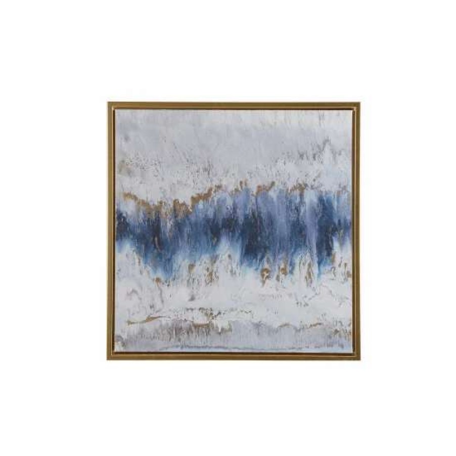 Wholesale Best Pirce Madison Park Blue Embrace Framed Canvas With Gel Coat And Gold Foil With Mdf Backer