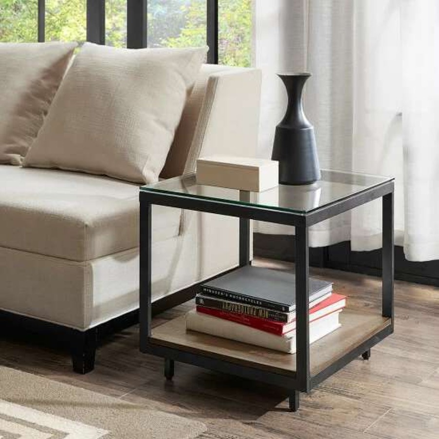 Clearance Buy Madison Park Leo Iron/ Walnut End Table