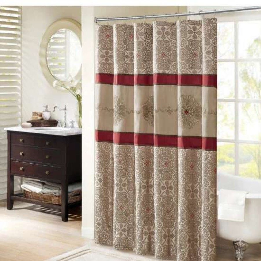 Hot Discount Madison Park Blaine Embroide Shower Curtain