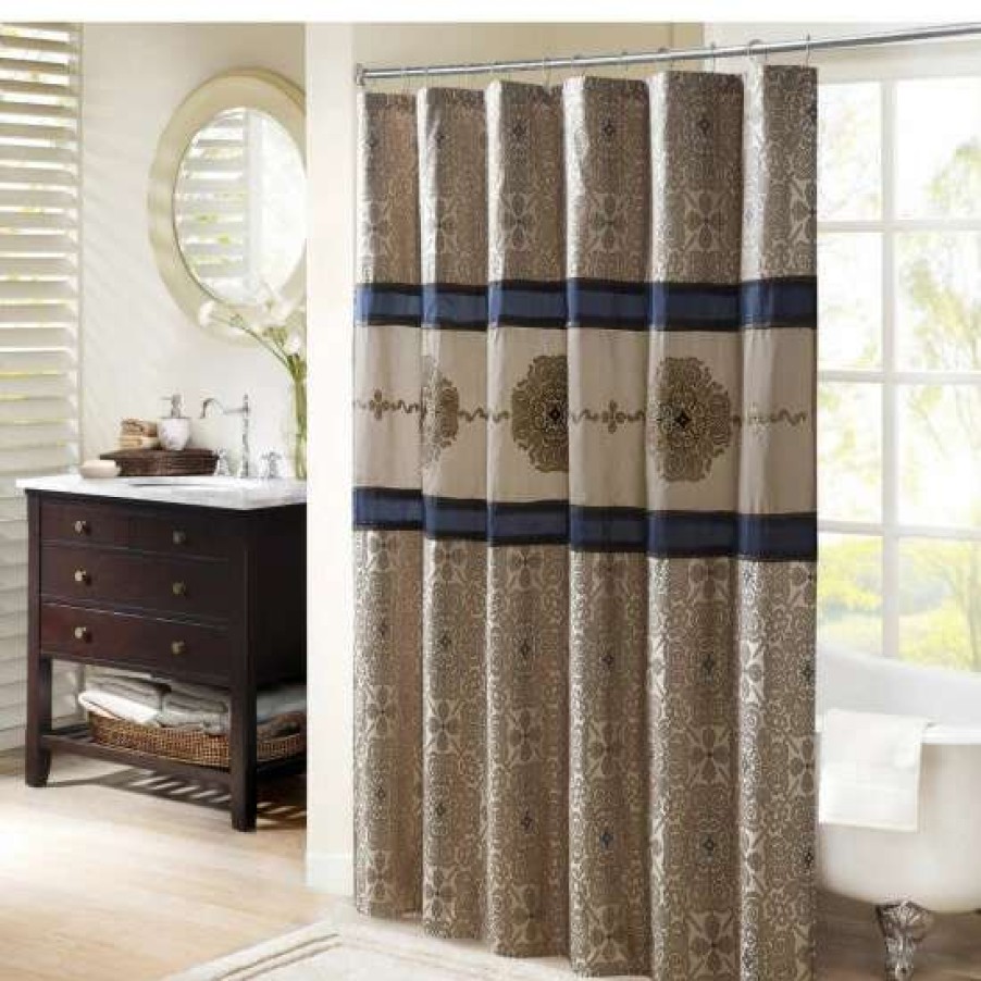 Hot Discount Madison Park Blaine Embroide Shower Curtain