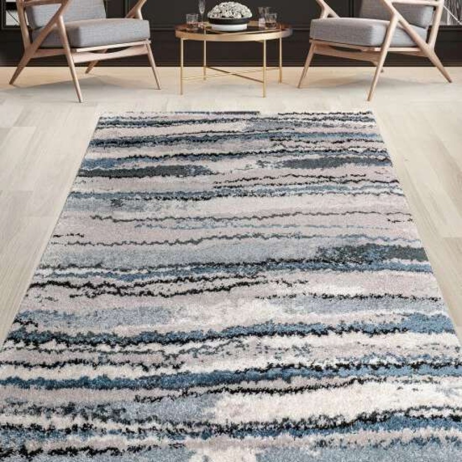 New Flash Sale Madison Park Cadence Watercolor Abstract Stripe Woven Area Rug