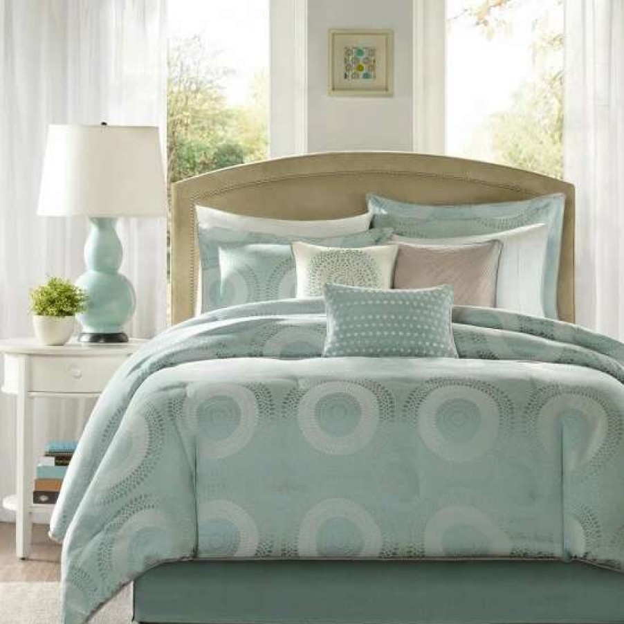 Online Best Sale Madison Park Mason Mint 7 Piece Comforter Set