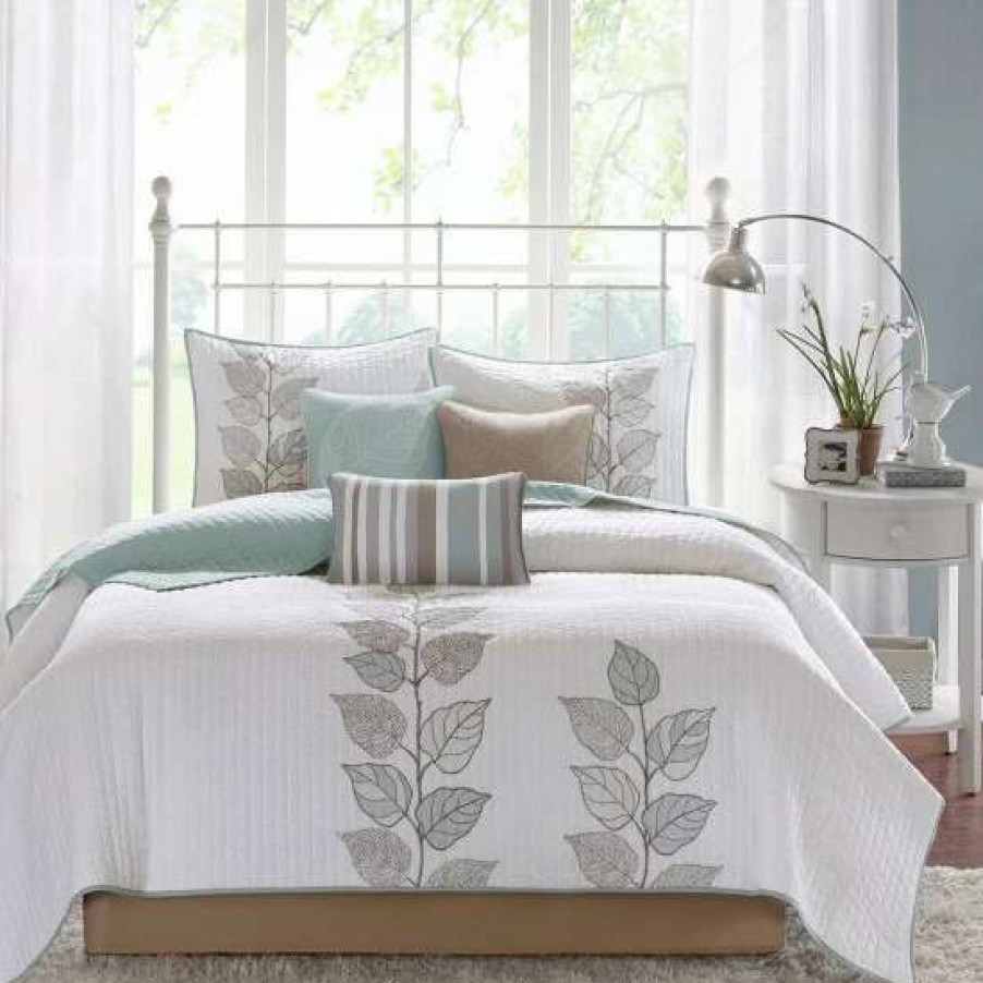 Wholesale Best Pirce Madison Park Rochelle 6-Pc. Reversible Coverlet Set Blue