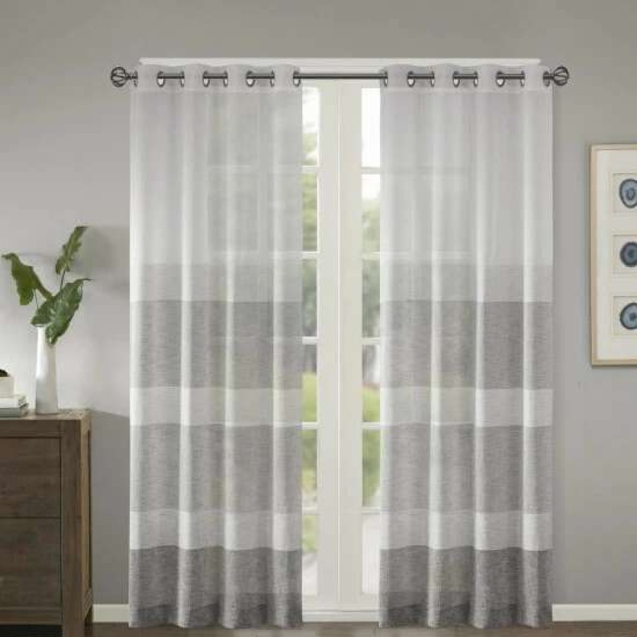 Online Coupon Madison Park Jasper Woven Faux Linen Striped Window Sheer