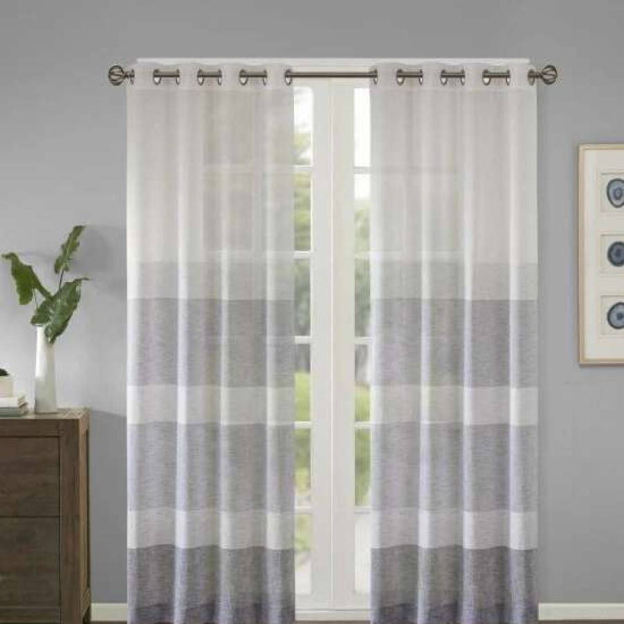 Online Coupon Madison Park Jasper Woven Faux Linen Striped Window Sheer