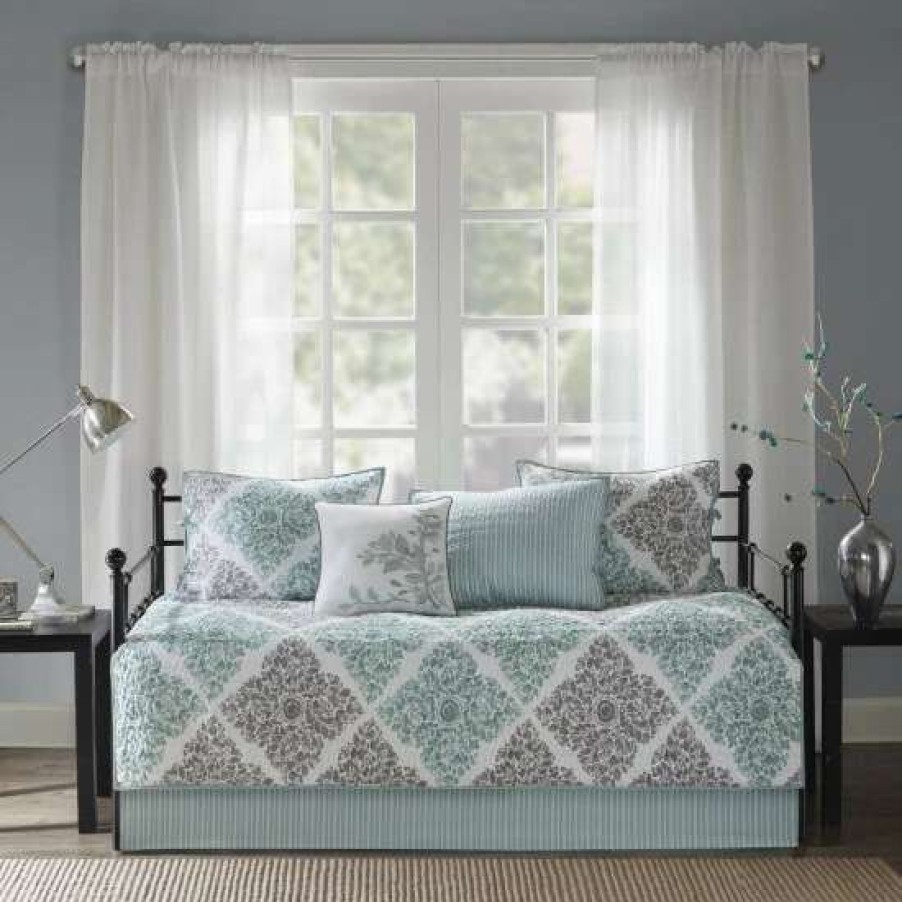 Online Cheap Madison Park Montecito Aqua Printed 6-Piece Day Bed Cover Set